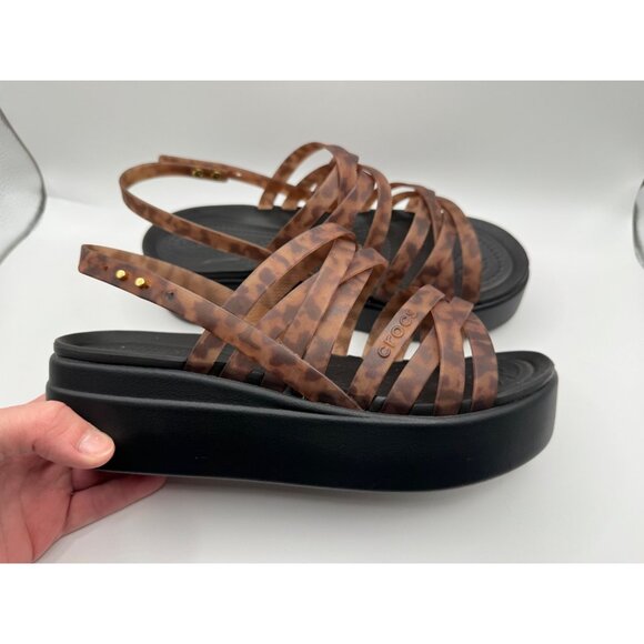Crocs Brooklyn Tortoise Strappy Wedge Platform Sandals Women's Size 8 - Picture 2 of 11